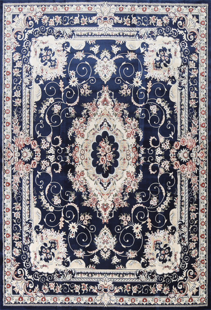 Blue Floral Medallion Transitional Turkish Rug Oriental Carpet 9x13