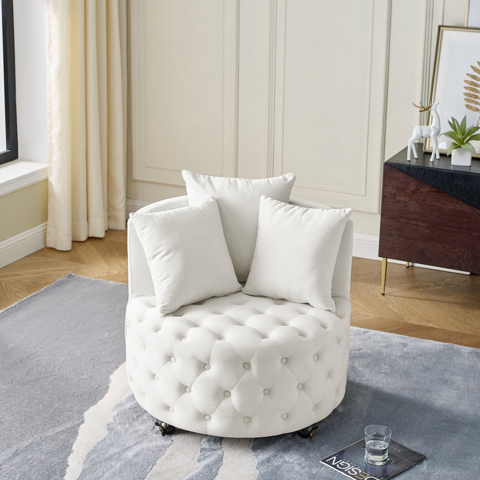 Gewnee Velvet Upholstered Swivel Chair