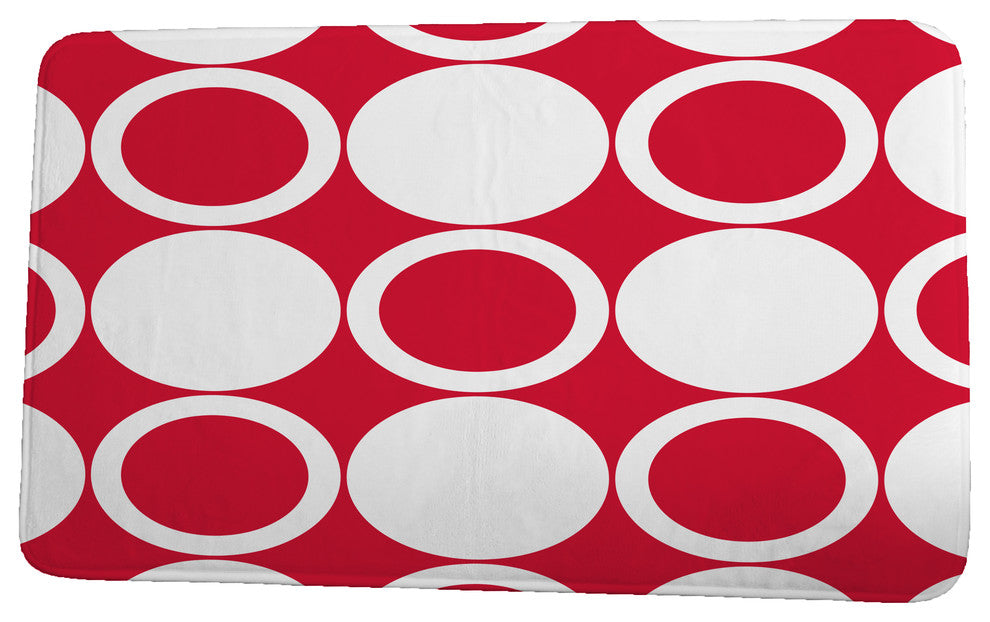 Cuban Flare ModCircles Geometric Print Bath Mat, Red, 21"x34"