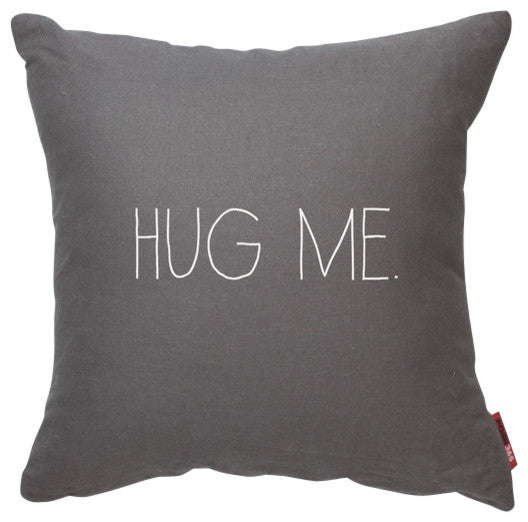 "Hug Me" Decorative Throw Pillow, Gray, 17"x17"
