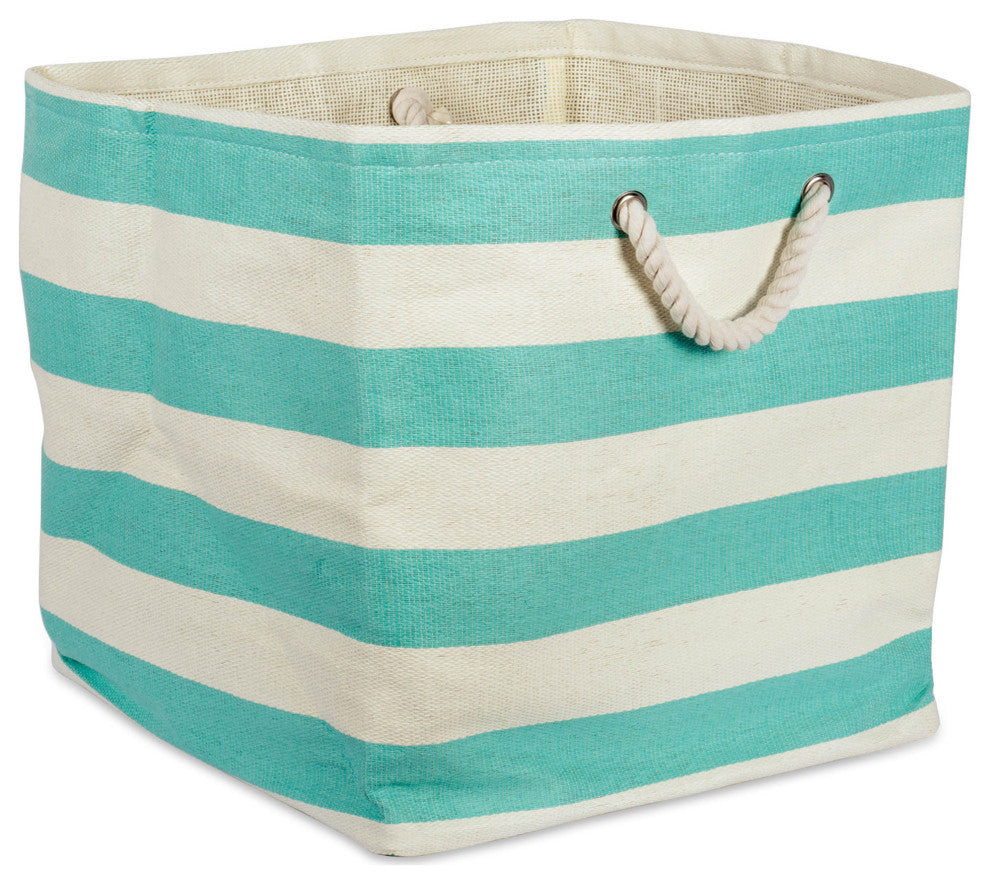 Paper Cube Stripe Aqua Square 16"x16"x16"