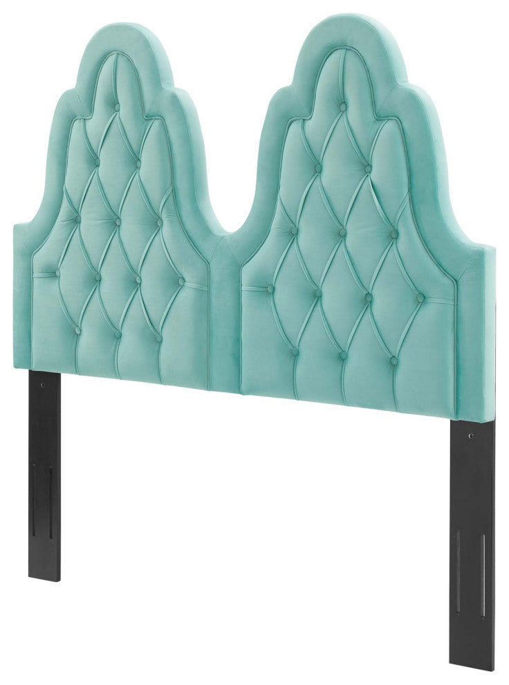 Tufted Headboard, Full Queen Size, Velvet, Blue, Modern Contemporary, Bedroom