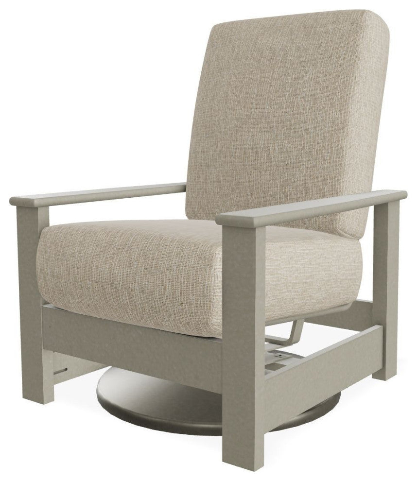 Leeward Deep Seat Outdoor Hidden Swivel Rocker, Grasscloth Dune/Storm