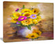 Yellow Sunflower and Violet Aster Flowers, Floral Wall Art, 60"x28"