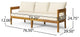Brooklyn Outdoor Acacia Wood 3 Seater Sofa with Cushions, Teak and Beige