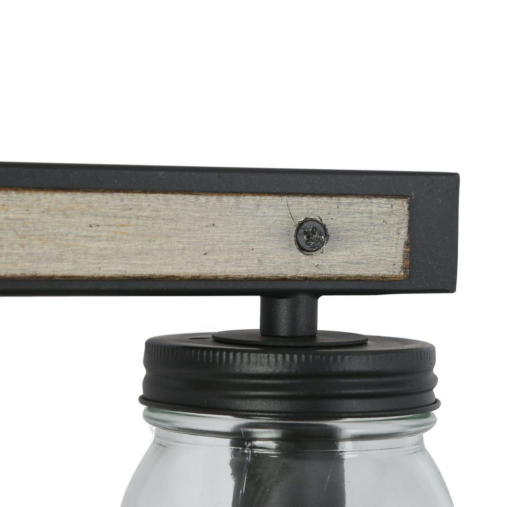 LNC Farmhouse  4-Light Black Bathroom Vanity Light With Mason Jar Glass