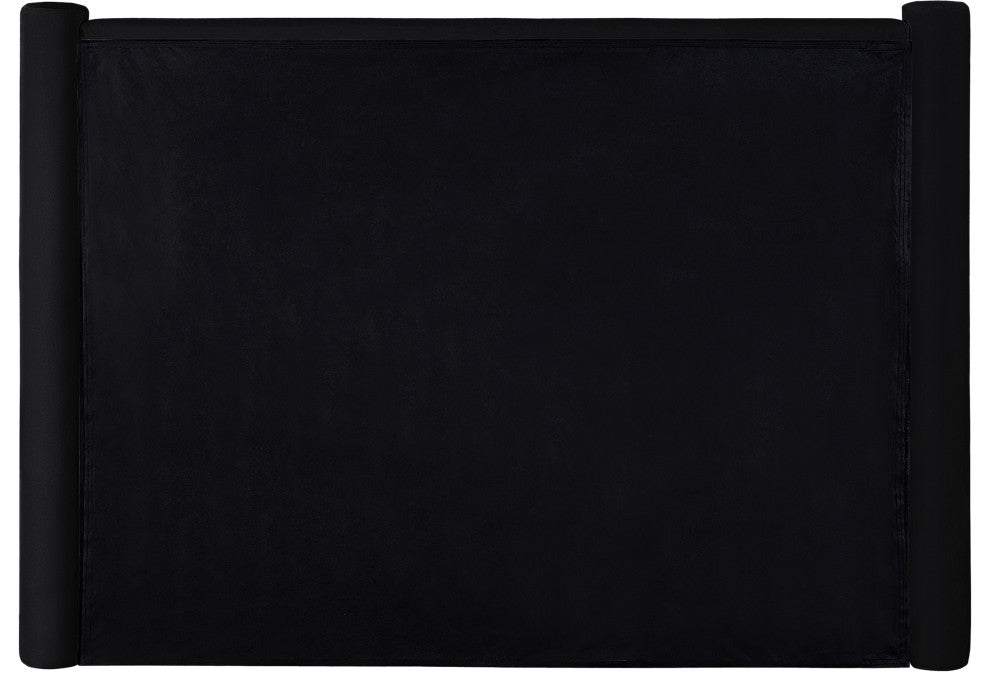 Elias Upholstered Bed, Black, Full, Velvet