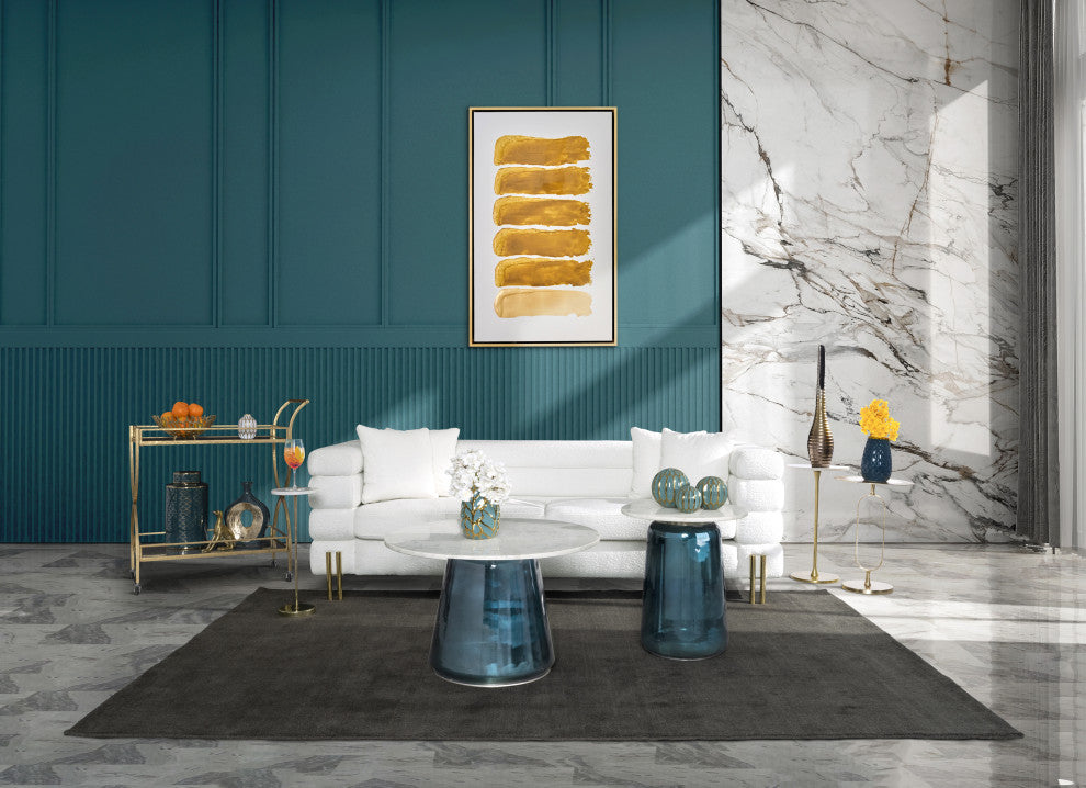 Ceramic 8"H Leaf Vase, Turquoise/Gold