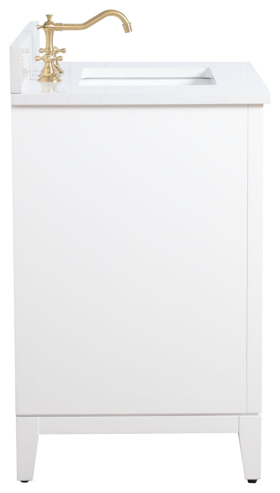 Vanity Art Bathroom Vanity With Sink, White, 30" Single