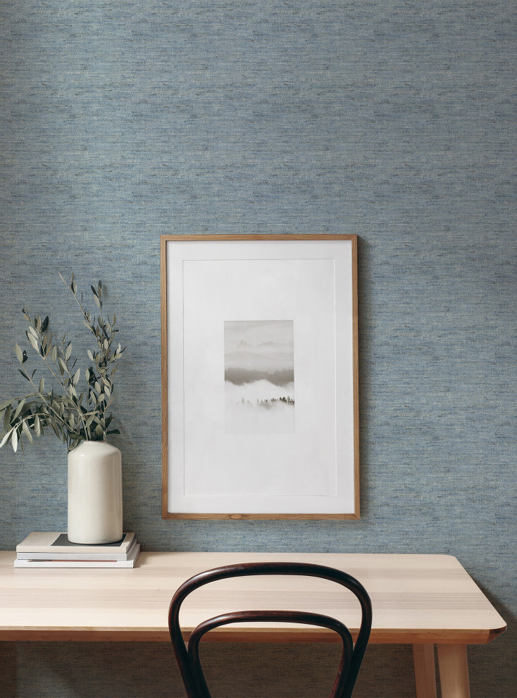 Canvas Look Peel and Stick Vinyl Wallpaper, Blue, 24"x108"