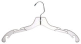 Heavy Plastic Top Hanger, Clear/Chrome Finish, Box of 100