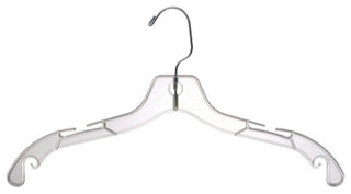 Heavy Plastic Top Hanger, Clear/Chrome Finish, Box of 100