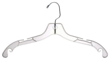 Heavy Plastic Top Hanger, Clear/Chrome Finish, Box of 100