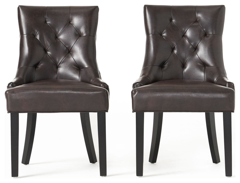 GDF Studio Stacy Bonded Leather Dining and Accent Chairs, Set of 2, Brown, Faux