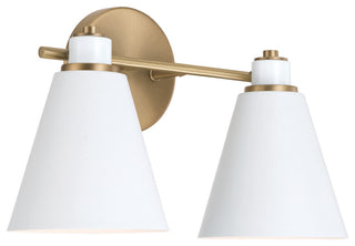 Capital Lighting 150121 Bradley 2 Light 15"W Vanity Light - Aged Brass / White