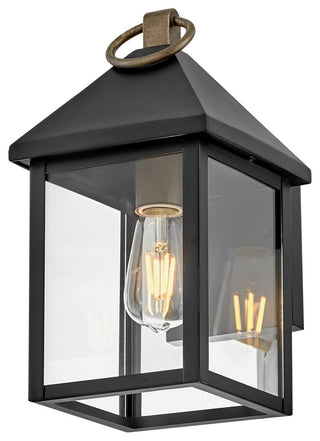 Lark Rhett 13" Small Outdoor Wall Mount Lantern, Black + Burnished Bronze