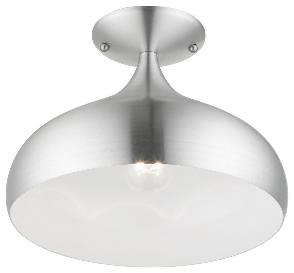 Livex Lighting 1 Light Brushed Aluminum Semi-Flush Mount