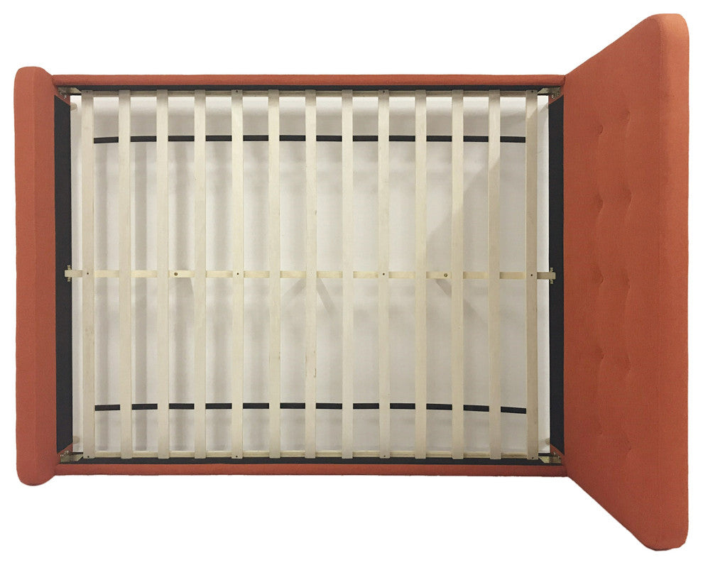 GDF Studio Baron Mid Century Velvet Queen Platform Bed Frame, Burnt Orange/Natural