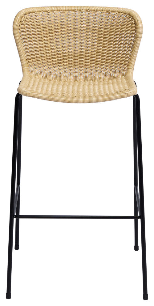 C603 Outdoor Bar Stool, Black Frame, Wheat Seat
