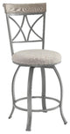 Linon Hamilton Metal Swivel Counter Stool Padded Beige Seat in Matte Pewter