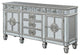Benzara BM263898 Server With 6 Mirrored Drawers and 2 Single Doors, Silver
