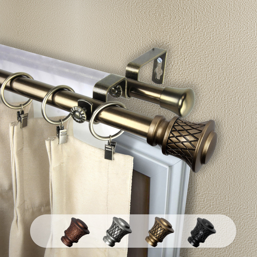 Verena 13/16" Double Curtain Rod Antique Brass