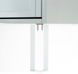 Shirin Greek Key Lacquer-Finish Lucite Leg Side Table, White