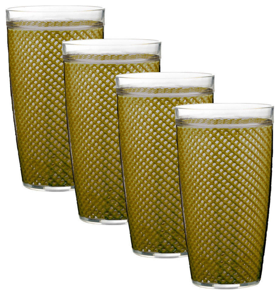 Fishnet 22 Oz Moss Doublewall Drinkware Set of 4