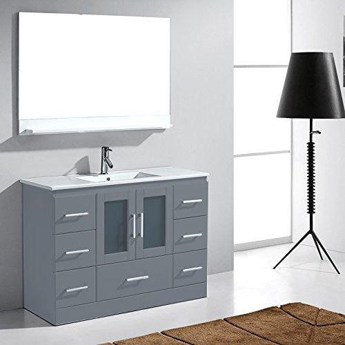 Zola 48" Vanity, Base: Gray, Faucet: Brushed Nickel, With Mirror