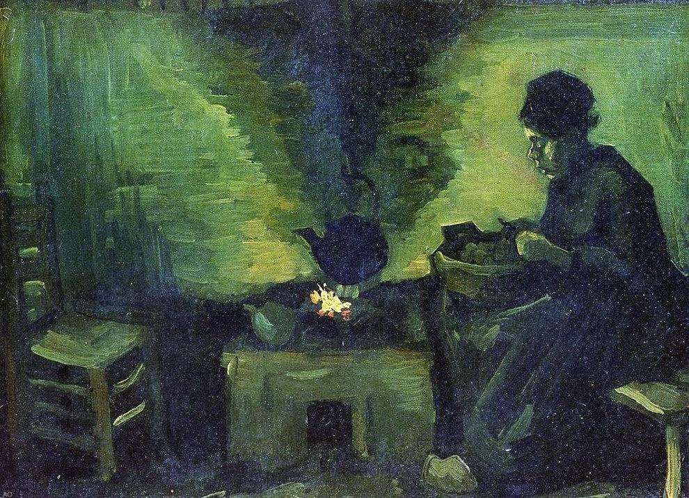 Vincent Van Gogh Peasant Woman by the Fireplace Gallery Wrapped Canvas Print