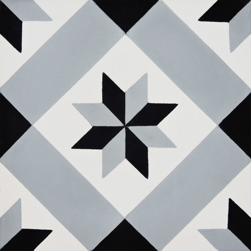 Kotoubia Handmade Cement Tile, Gray/Black, Sample