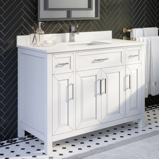 Terrence 48" Vanity with Power Bar and Drawer Organizer, White