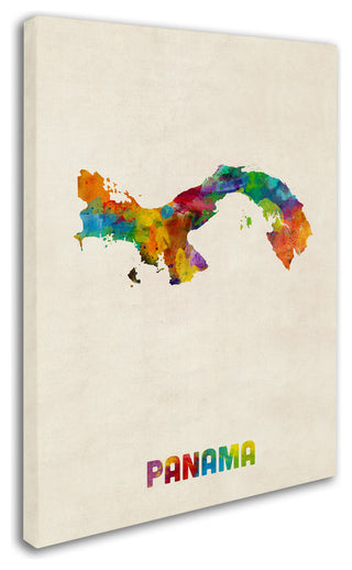 'Panama Watercolor Map' Canvas Art by Michael Tompsett
