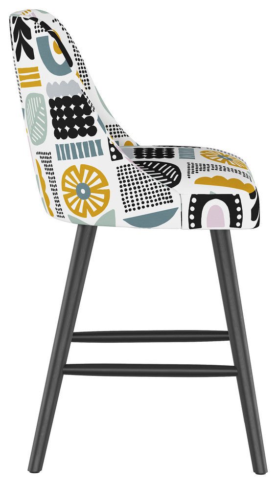 Markham Rounded Back Counter Stool, Helsinki Block Lavender Multi