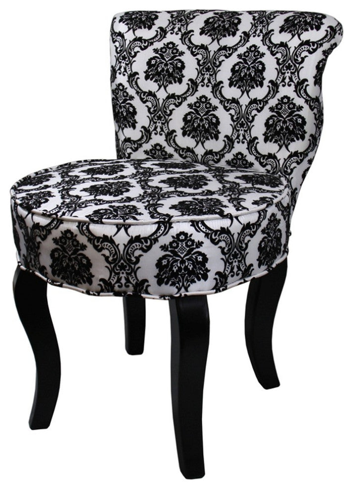 Modern Black and White Damask Accent Chair