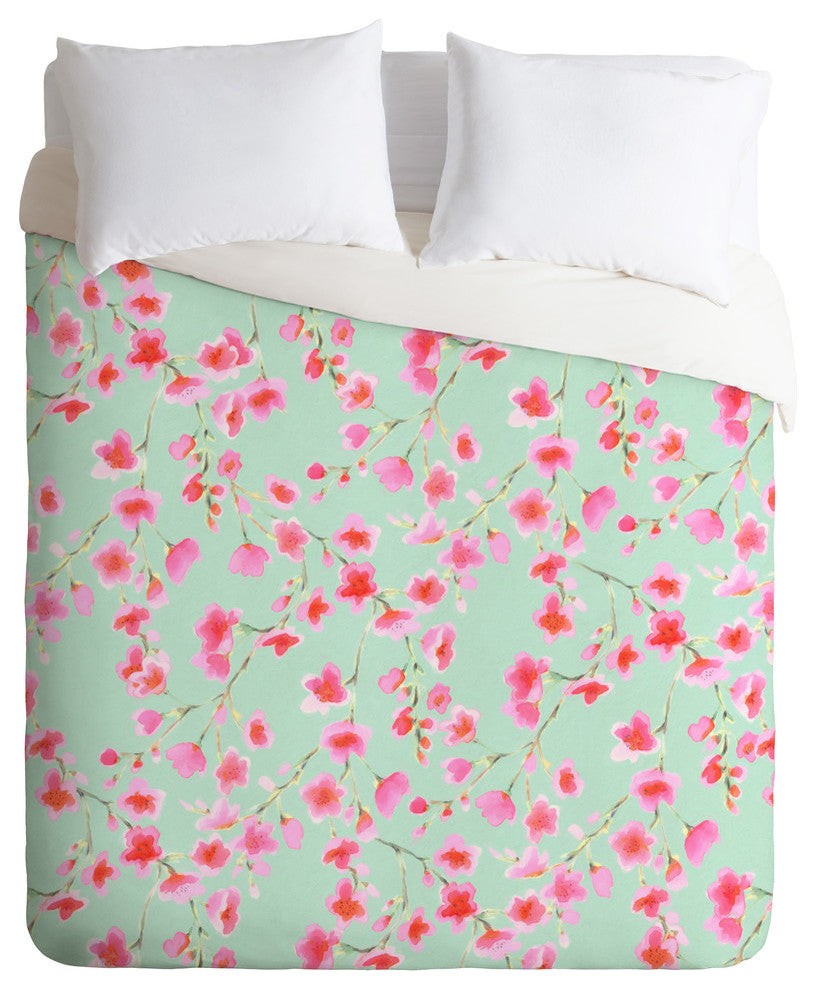 Deny Designs Jacqueline Maldonado Cherry Blossom Mint Lightweight Duvet Cover
