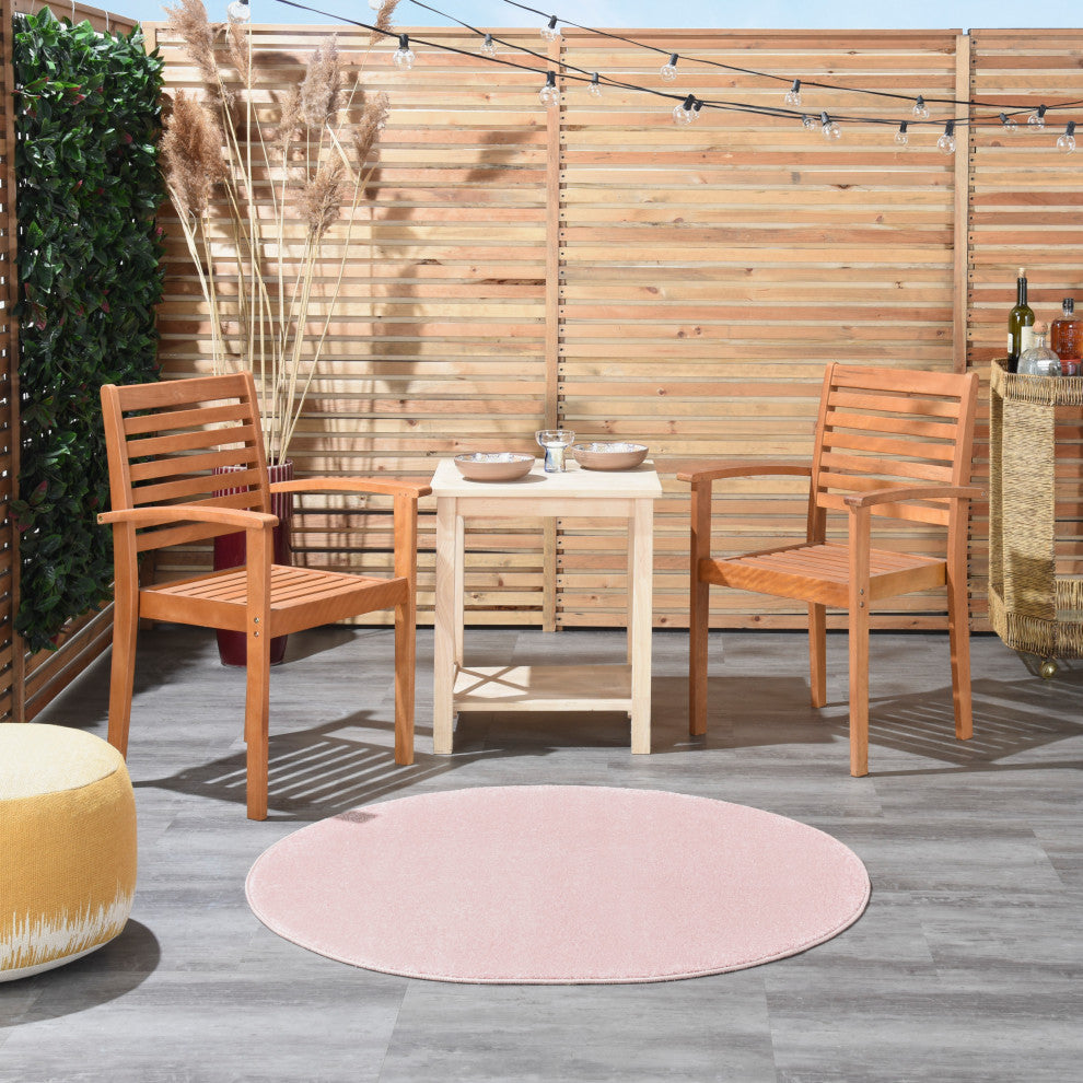 Nourison Essentials 4' x Round Pink Outdoor Area Rug