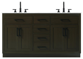 Home Living 60" Double Bathroom Vanity, Mocha Brown