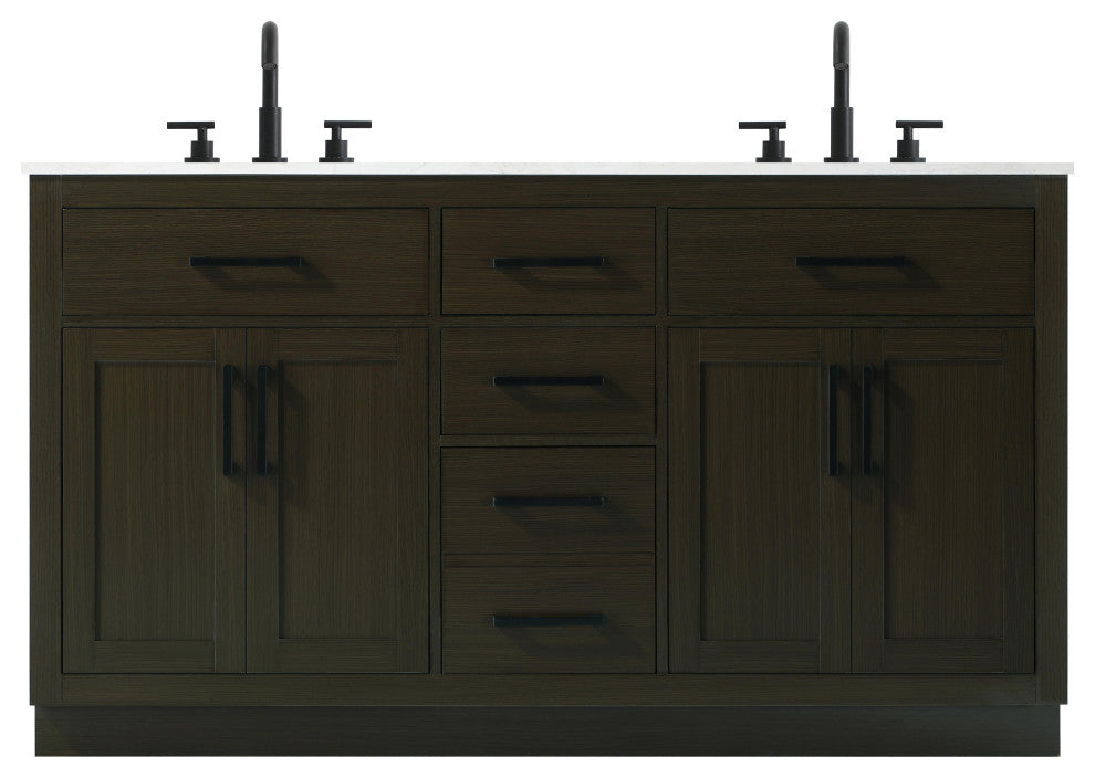 Home Living 60" Double Bathroom Vanity, Mocha Brown