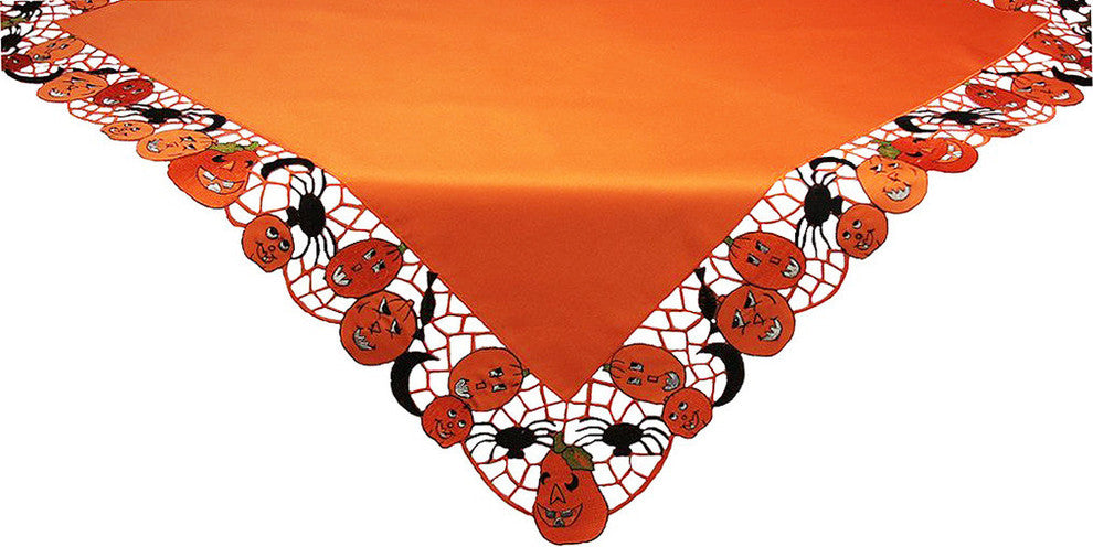 Happy Jack, O, Lanterns Embroidered Cutwork 34"x34" Table Topper