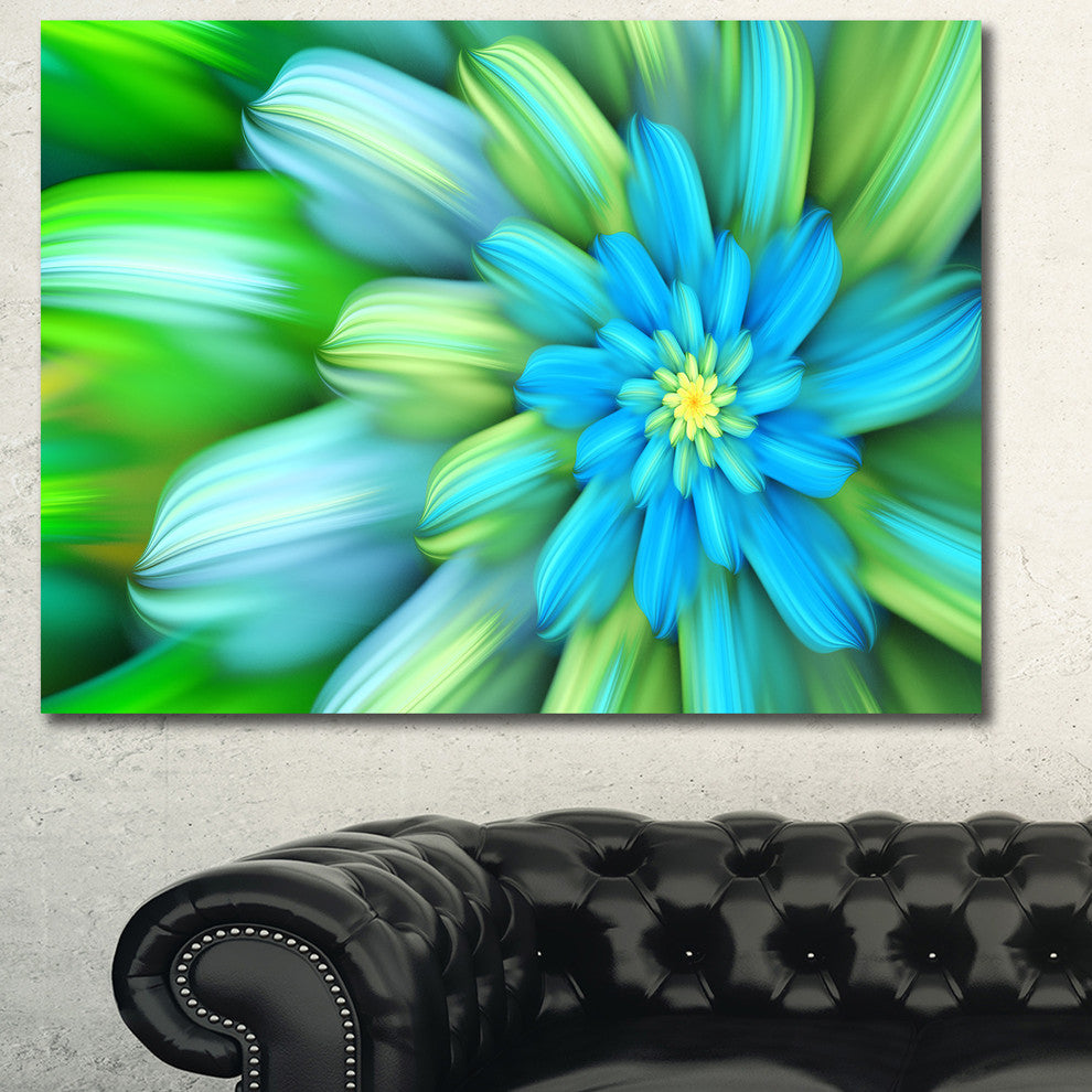 Massive Green Fractal Flower, Floral Canvas Art Print, 40"x30"