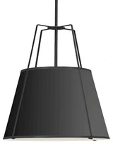 4 Light Trapezoid Pendant Black Shade w/ White Fabric Diffuser