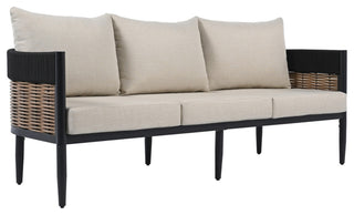 Safavieh Harrison Indoor-Outdoor 3 Seater Sofa, Black/Taupe