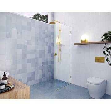 78"x26.5" Frameless Shower Door Single Fixed Panel, Satin Brass