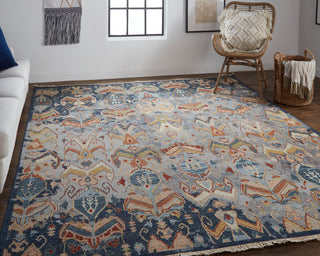 Pierson Transitional Ikat, Blue/Gray/Tan, 8'6"x11'6" Area Rug