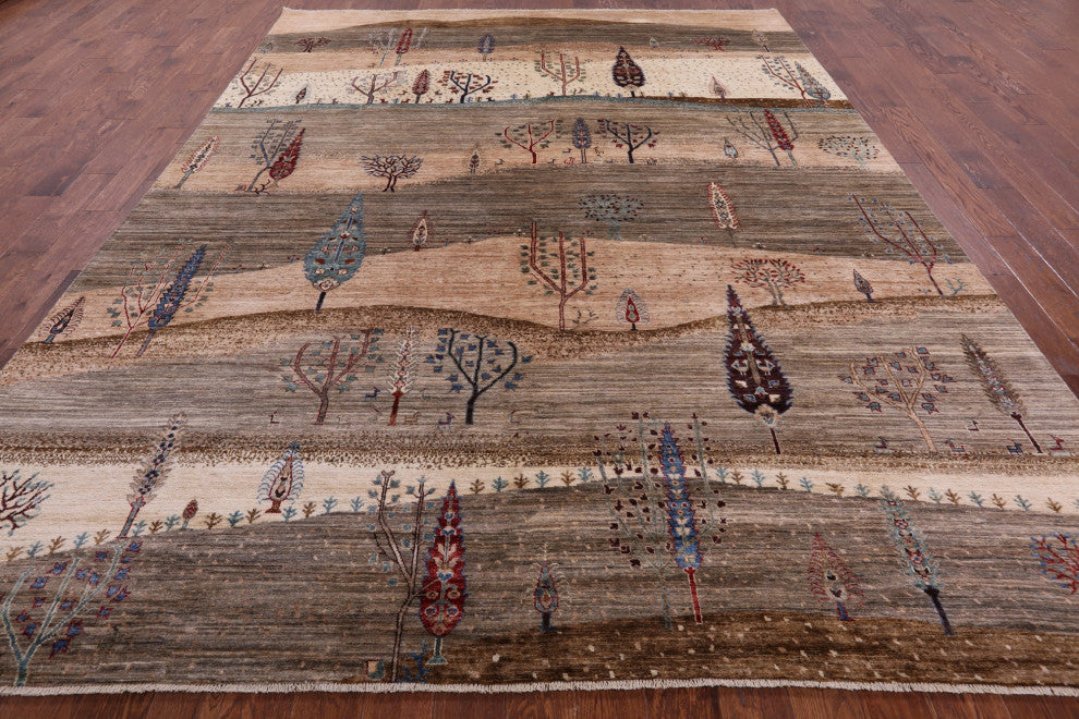 Hand Knotted Tribal Persian Gabbeh Rug 9' 1" X 12' 0" Q8167