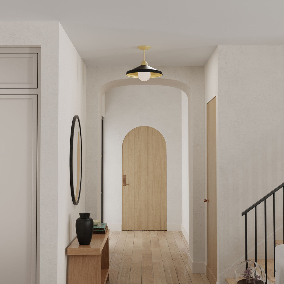 Brooks Matte Black 14" Semi-Flush Mount Ceiling Barn Light