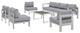 Shore 7 Piece Outdoor Patio Sectional Sofa Set, Silver Gray