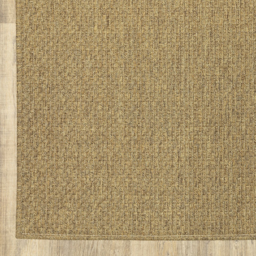 8"x11" Solid Tan Indoor Outdoor Area Rug