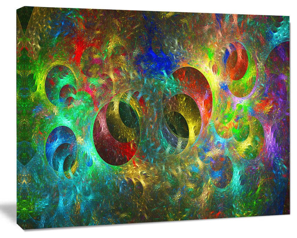 Multi Color Glowing Circles, Abstract Canvas Art Print, 40x30